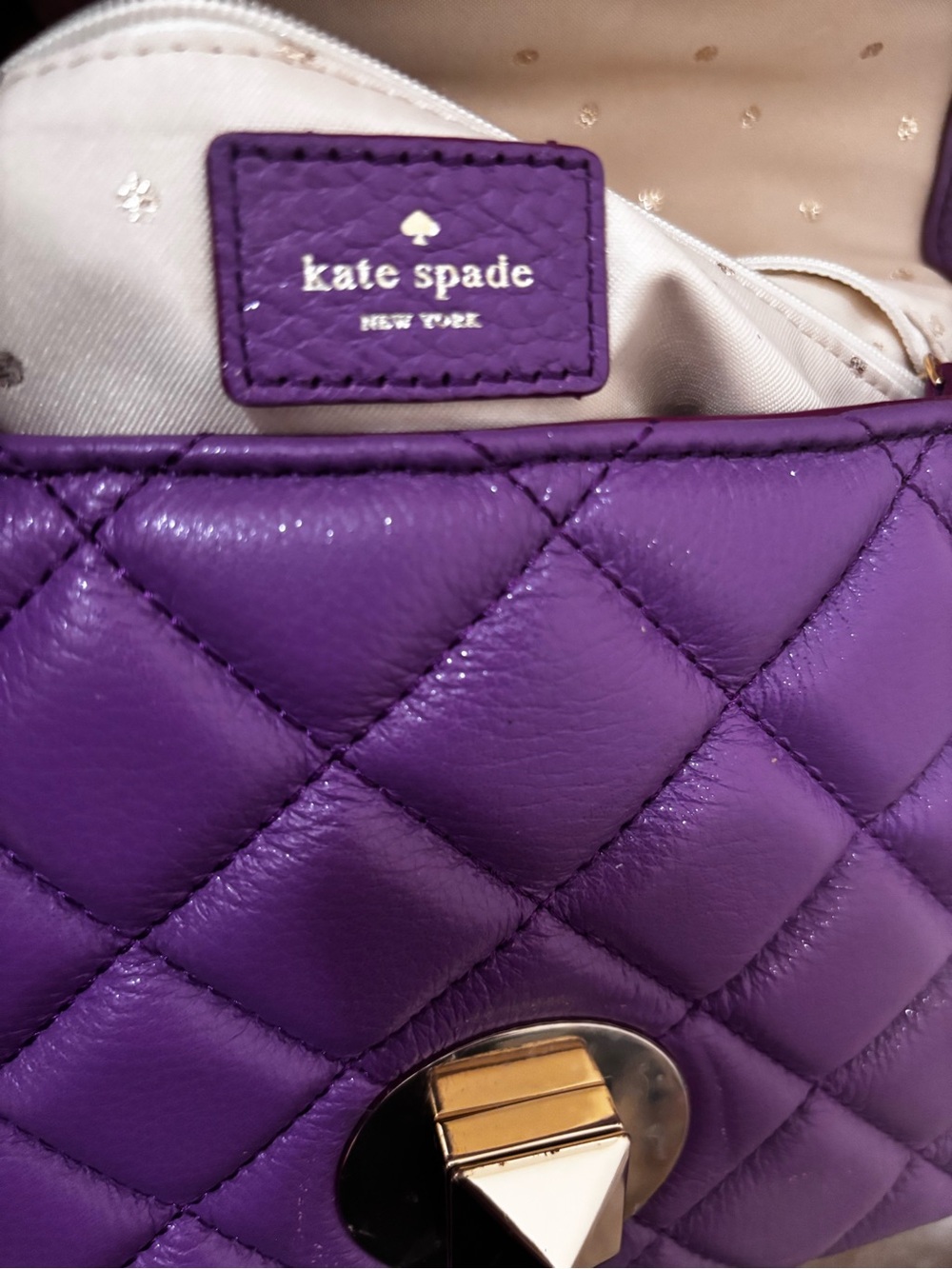 kate spade Purple Quilted Leather Crossbody with Gold Turn-Lock